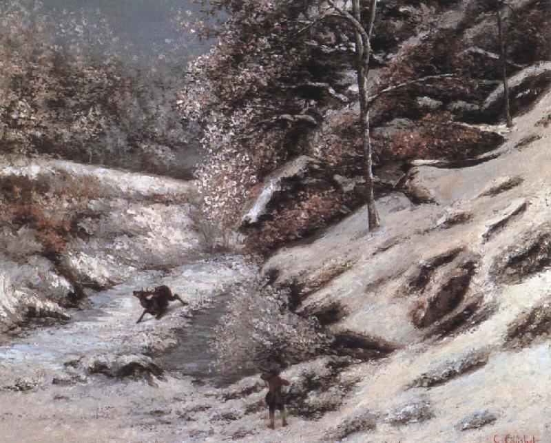 Gustave Courbet Injured deer in the snow